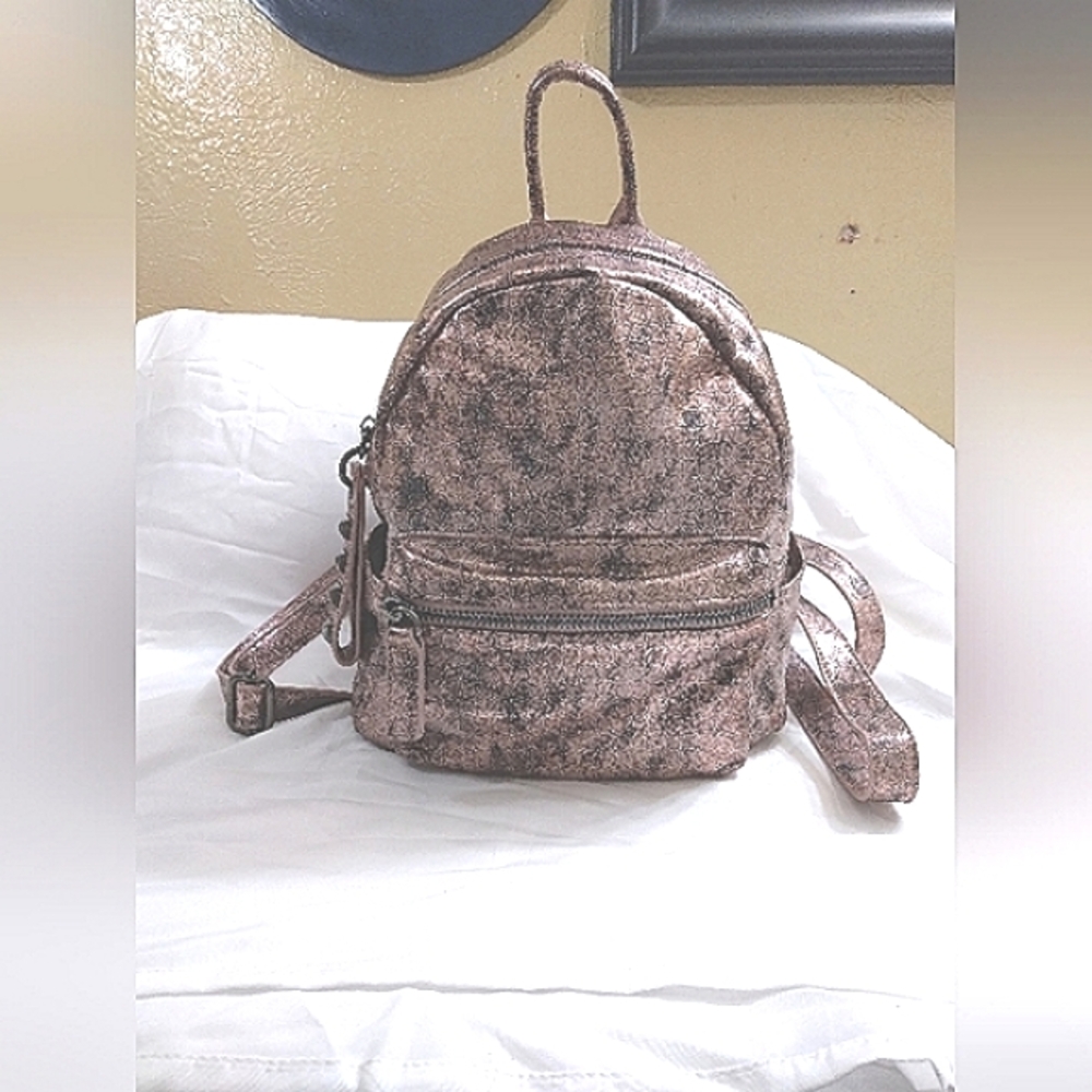 Moda Luxe Metallic Backpack Several Compartments.